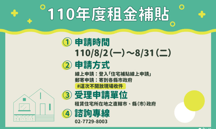 110年度租金補貼申請開始囉，景文提醒符合資格民眾別錯過了！