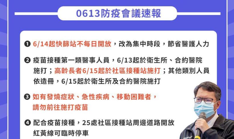今天市府公布的疫情資訊及相關措施，提供大家參考！