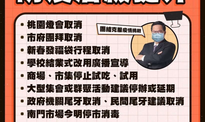 疫情升溫，桃園目前已有9例本土案例，我們必須提高防疫層級，全力防堵疫情擴散