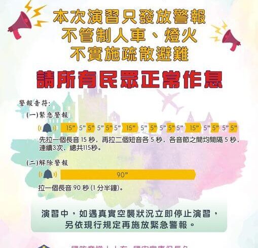 萬安43號演習明(14)天下午1時30分至2時登場！
