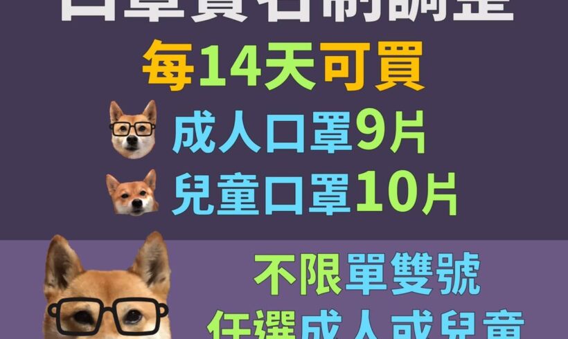 4月9日(四)起  口罩實名制調整