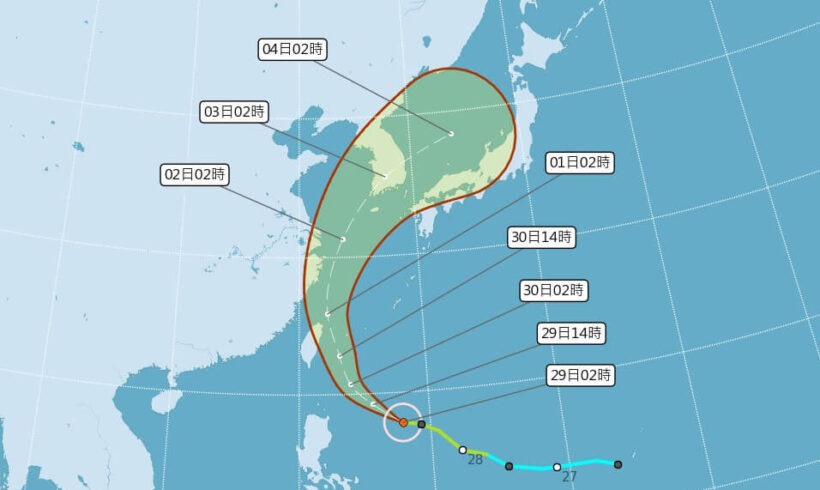 受颱風外圍環流影響，今天桃園有局部大雨