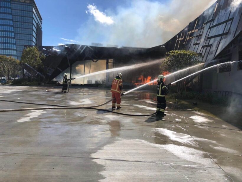稍早致祥一街和青埔路二段發生的樣品屋火警，所幸無人傷亡，起火原因調查中