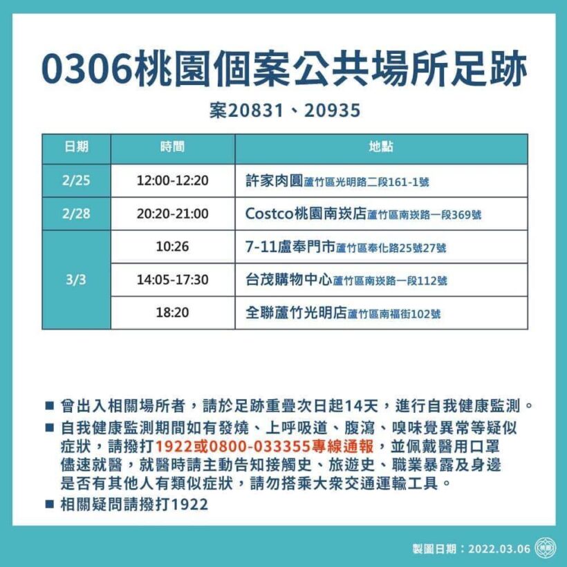 市政府今天再公布個案公共場所活動史，提供大家參考！